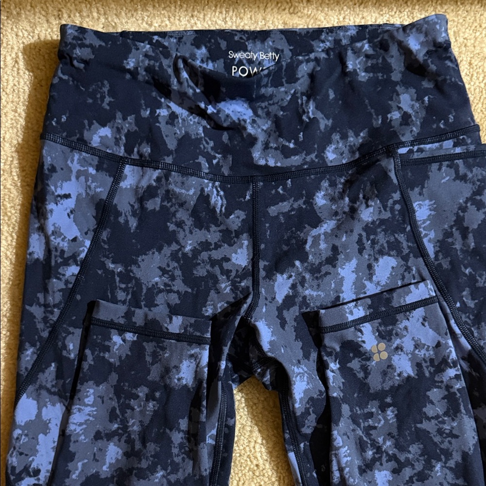 Sweaty Betty Power 7/8 Blue Print Leggings size small
